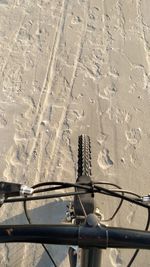 High angle view of bicycle on road