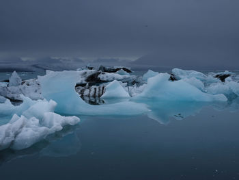 Scenic view of frozen lake against sky