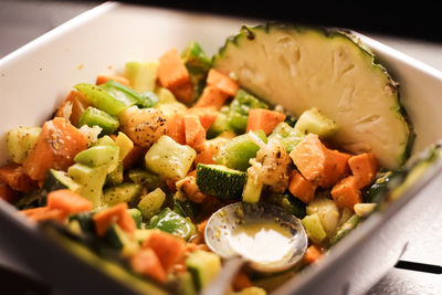 Close-up of meal served in plate