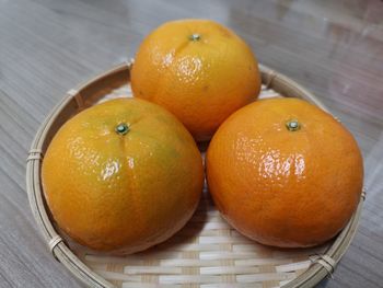 High angle view of orange on table