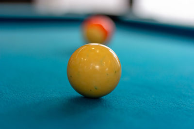 Close-up of ball on pool table