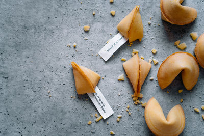 Fortune cookies on grey background