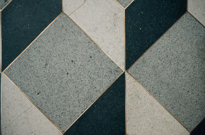 High angle view of tiled floor