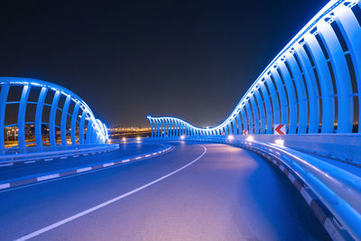 Light trails on road at night