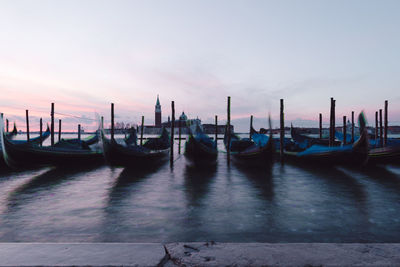 View of boats moored in sea