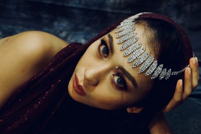 Close-up portrait of a beautiful young woman