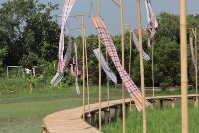 View of empty swing against sky