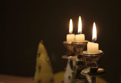 Close-up of illuminated candles