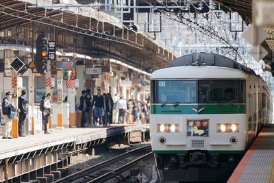 Train on railroad station platform