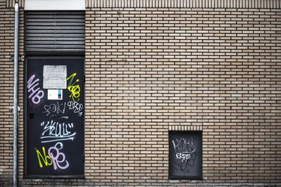 Graffiti on building door