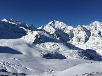 Scenic view of snow covered mountains