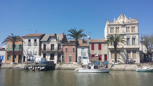 View of buildings against clear sky