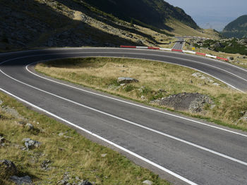 High angle view of highway by mountain road