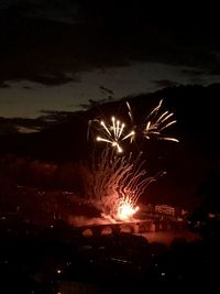 Firework display at night