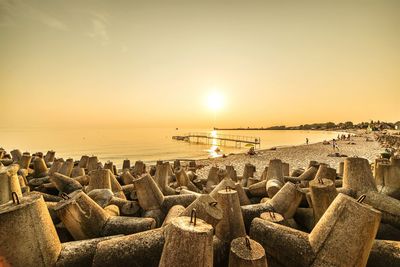 Scenic view of sea at sunset