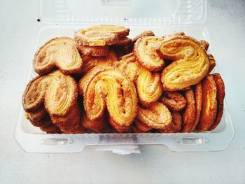 High angle view of bread on table