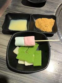 High angle view of food on table