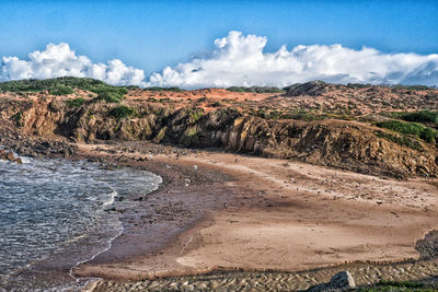 Scenic view of land against sky