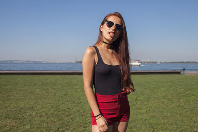 A young woman at a park