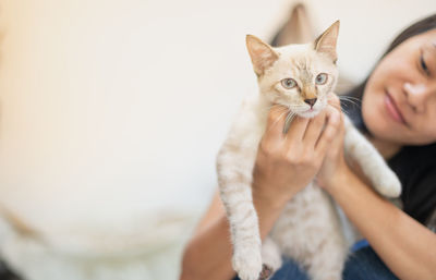 Portrait of cat with kitten