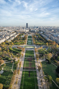 High angle view of cityscape against sky