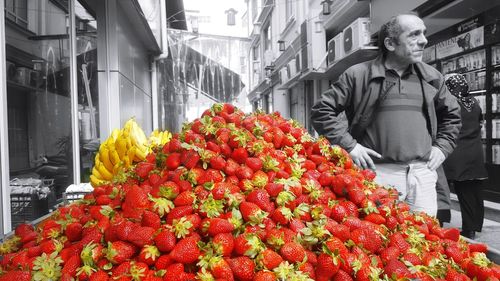 Woman standing in a market stall