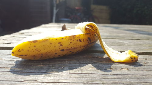 Close-up of peeled banana