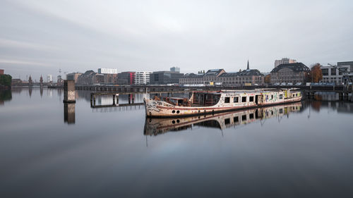 View of boats in river