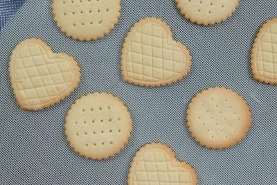 High angle view of cookies