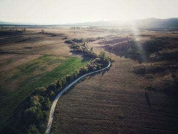 High angle view of road passing through landscape