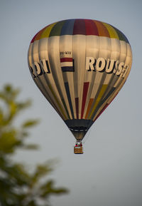 Hot air balloon flying in mid-air