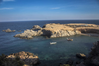 High angle view of sea against sky