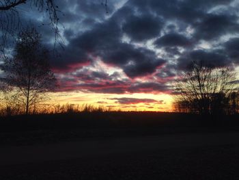 Scenic view of dramatic sky during sunset