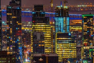 Illuminated cityscape at night