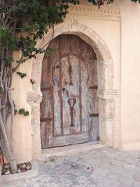 Closed door of old building