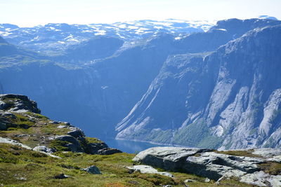 Scenic view of mountains against sky