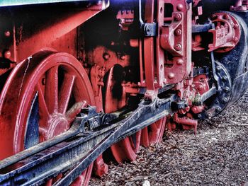 Close-up of train on railroad track