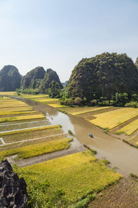 Scenic view of land against clear sky