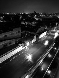 Light trails on city street at night