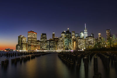 Illuminated city at night