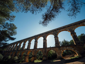 Low angle view of arch bridge against clear sky