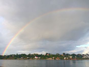 Scenic view of rainbow over sea