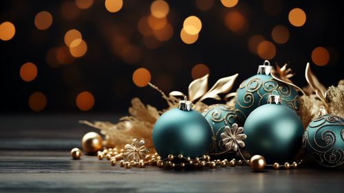 Close-up of christmas decorations on table