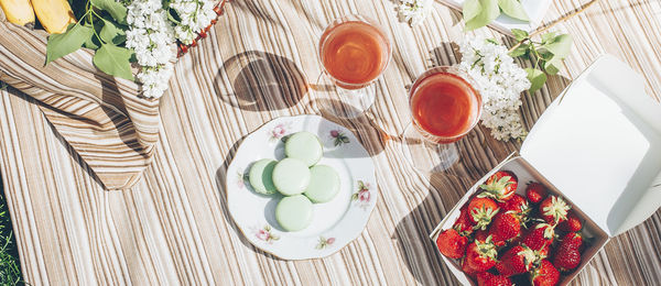 High angle view of food on table