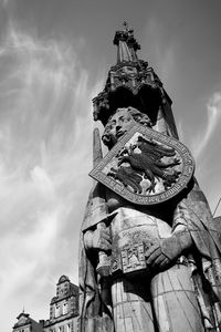 Low angle view of statue against sky. statue bremer roland, bremen germany