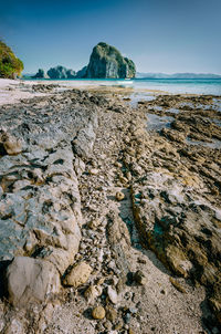 Rocks on shore at beach