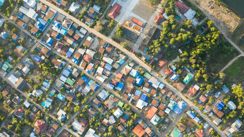 High angle view of buildings in city