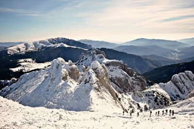 Panoramic view of mountains against sky