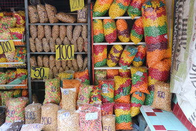 Various vegetables for sale at market stall