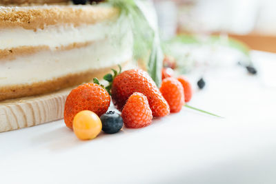 Close-up of dessert on table